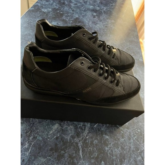 Hugo Boss Saturn Leather Low-Top Sneakers Black Men’s EU 45/US 12 - Picture 5 of 9